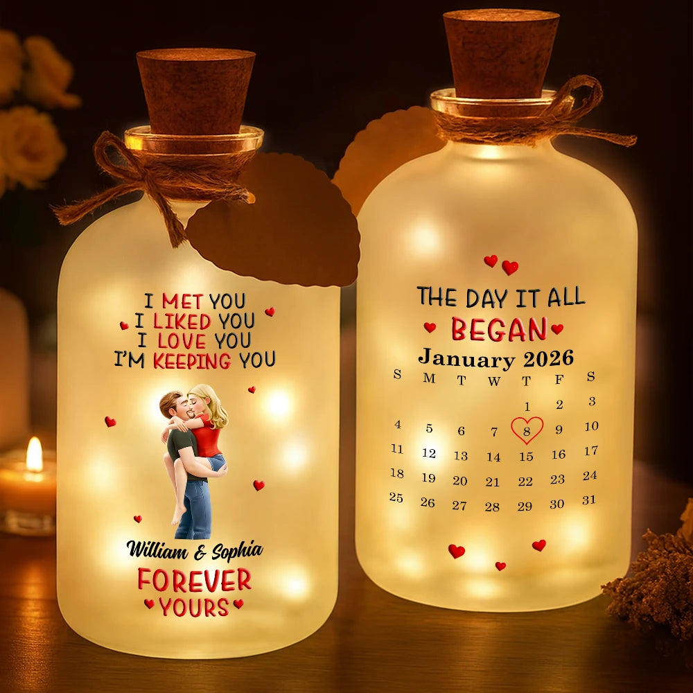 Calendar I Met You Liked You Love You Forever - Personalized Short Bottle Light