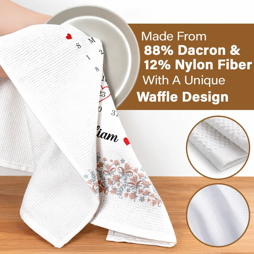 Gift For Wife,Gift For Couples,Married ,Engaged,Love,Wedding - Calendar Married Couple Forever Together - Personalized Kitchen Towel