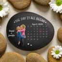 Gift For Couples,Old Couples,Gift For Husband,Gift For Wife,Married ,Love - Calendar The Day It All Began - Personalized Printed Rock
