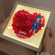 Calendar,Graduation,Happy,Gift For Daughter,Gift For Son,Gift For Sibling,Gift For Sisters,Gift For Brothers,Gift For Bestie - Calendar The Day The Journey Began - Personalized LED Light Flower Shadow Box
