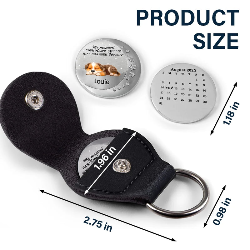 Memorial,Sad - Calendar The Moment Your Heart Stopped - Personalized Leather Pocket Hug