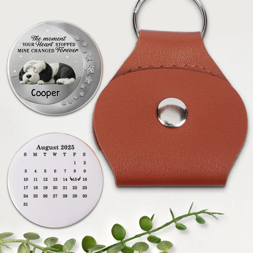 Memorial,Sad - Calendar The Moment Your Heart Stopped - Personalized Leather Pocket Hug