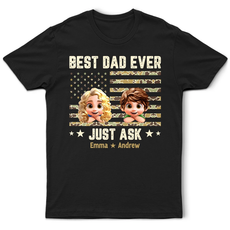 Gift For Father,Gift For Grandpa,Grandpa - Grandkids,Dad - Children,Non-Eng,Vector,Humorous - Camouflage Stars & Stripes Best Dad Ever - Personalized T Shirt