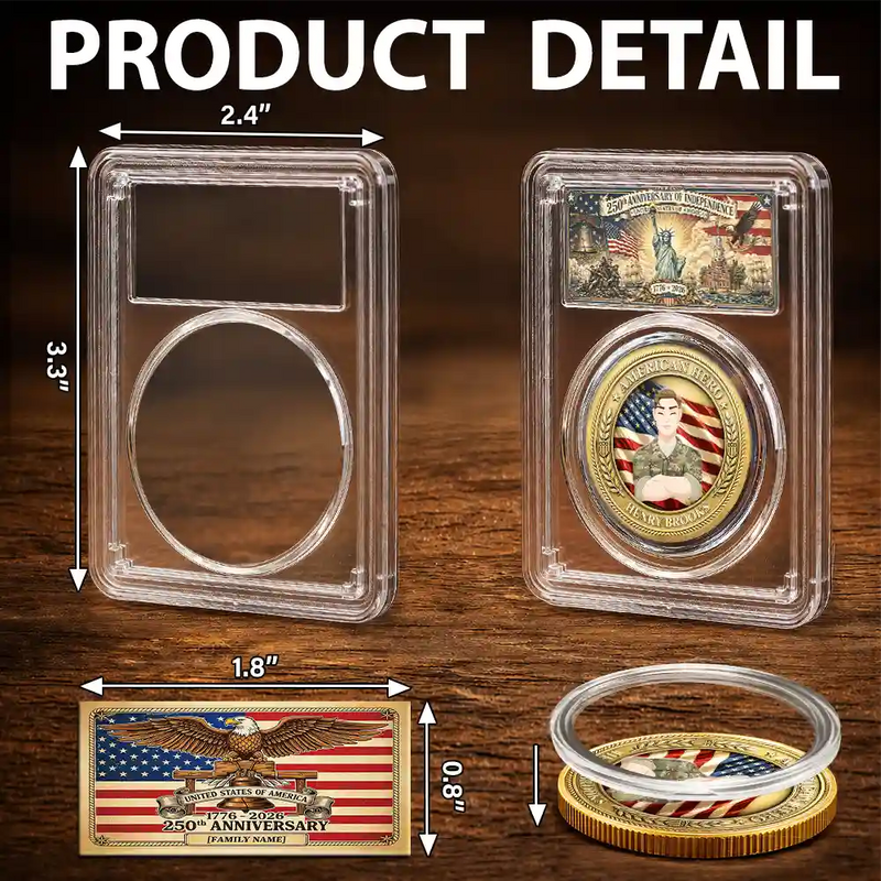 America 250th,Independence Day,Family,Proud,Vector - Camouflage Man Woman American Hero - Personalized Commemorative Keepsake Coin