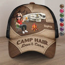 Camping,Campsite,Gift For Yourself,Gift For Women,Gift For Wife,Gift For Mother,Gift For Girlfriend,Happy,Gift For Men - Camp Hair Don't Care Camping - Personalized Mesh-back Casual Cap
