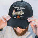 Camping,Campsite,Gift For Yourself,Gift For Women,Gift For Wife,Gift For Mother,Gift For Girlfriend,Happy,Gift For Men - Camp Hair Don't Care Camping - Personalized Vintage Washed Denim Cap