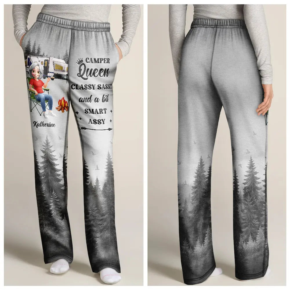 Gift For Yourself,Gift For Women,Happy,Camping - Camper Queen Classy Sassy - Personalized Pajama Pants
