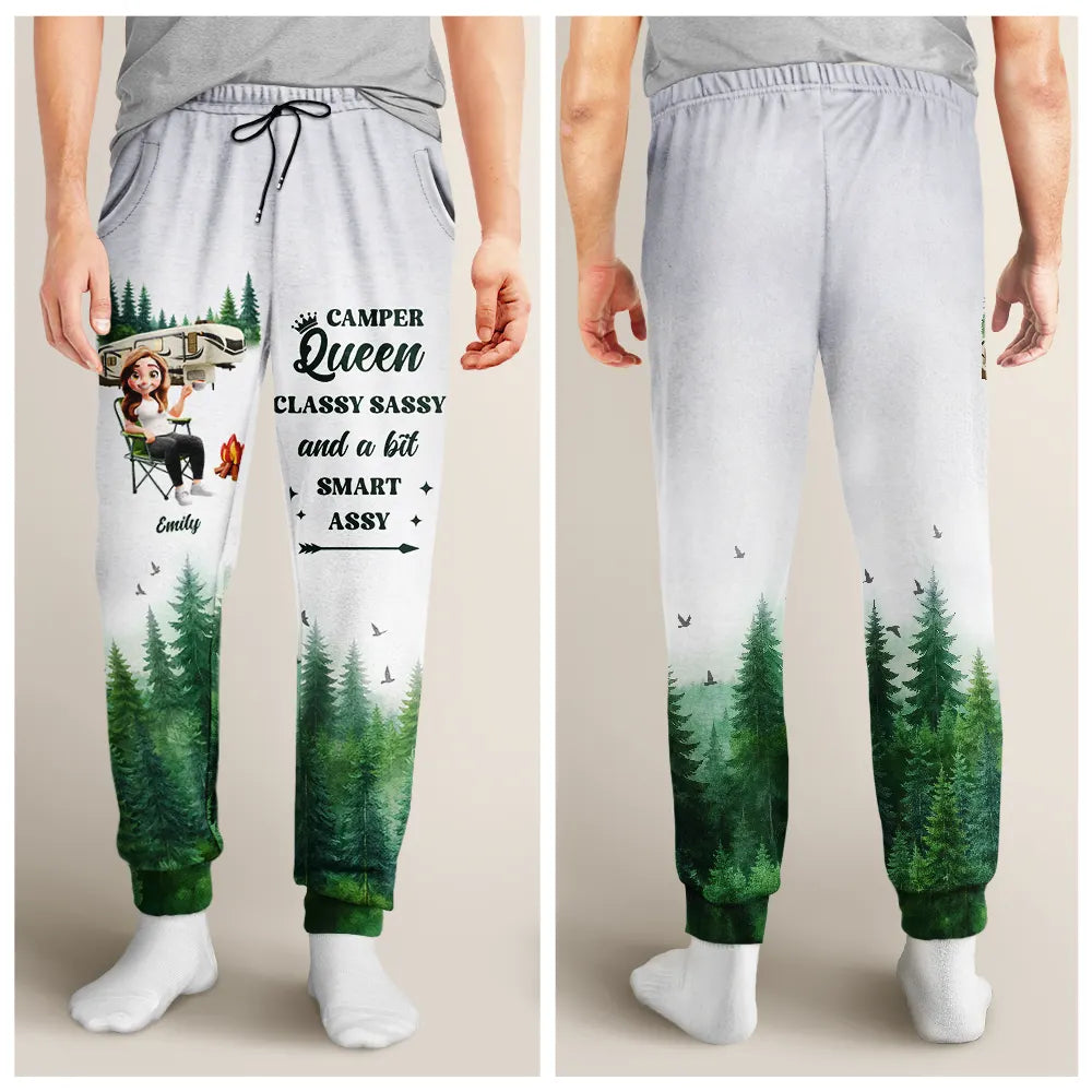 Gift For Yourself,Gift For Women,Happy,Camping - Camper Queen Classy Sassy - Personalized Pajama Pants