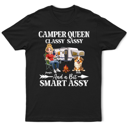 Camper Queen Classy Sassy Dog Cat - Personalized T Shirt