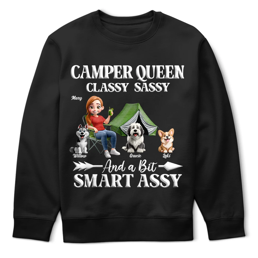 Gift For Yourself,Gift For Women,Happy,Camping - Camper Queen Classy Sassy Dog Cat - Personalized T Shirt