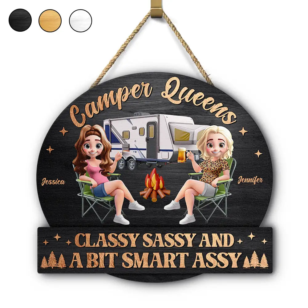 Camper Queens Classy Sassy - Personalized Custom Shaped Wood Sign