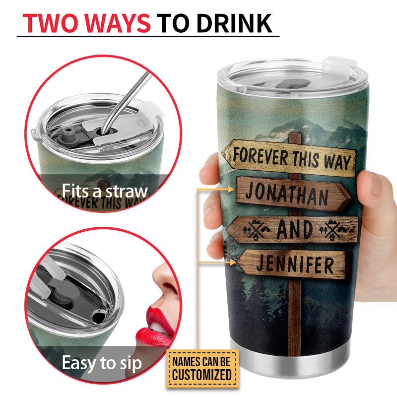 Custom Photo Camping Couple Hold Your Hand Custom Tumbler, Gifts For Wedding, Anniversary, Birthday