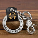 Gift For Father, Gift For Husband, Camping, Campsite, Funny - Camping Dad Mom Keys To The Camper Monogram Initial - Personalized Leather Coordinates Keychain