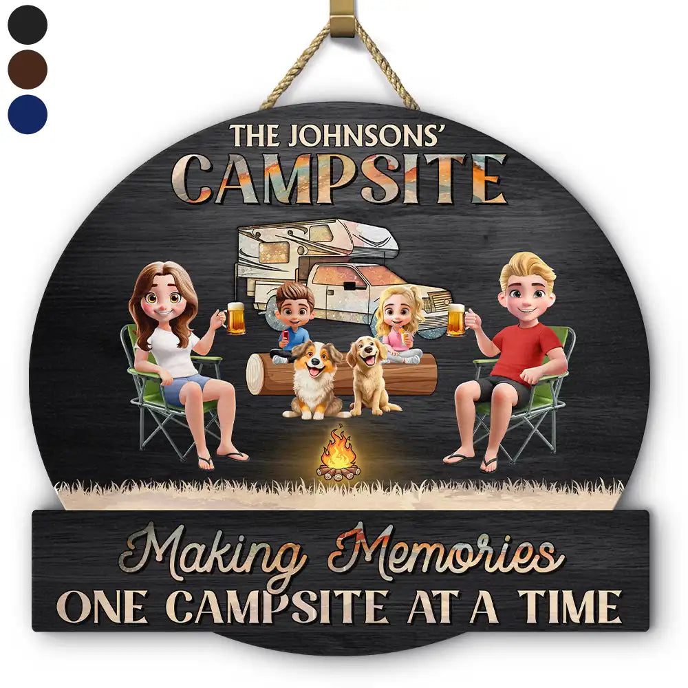 Camping Family Making Memories 3D Effect - Personalized Custom Shaped Wood Sign