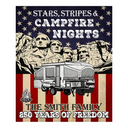 America 250th, Independence Day - Camping Stars Stripes And Campfire Nights - Personalized Decor Decal