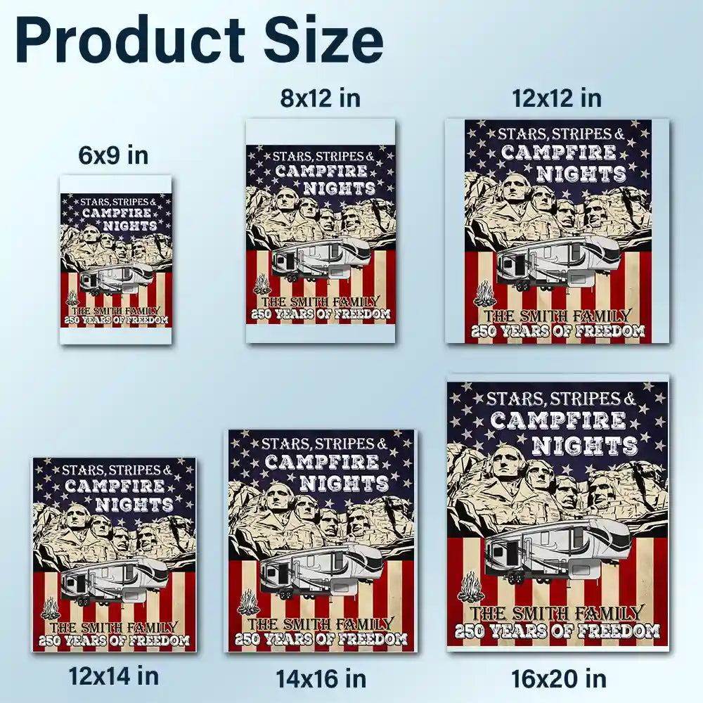 America 250th, Independence Day - Camping Stars Stripes And Campfire Nights - Personalized Decor Decal