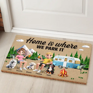 Camping,Campsite,Gift For Couples,Dog Couple,Pet Couple,Couple's Hobby,Happy - Camping You & Me And The Dogs - Personalized Coconut Doormat