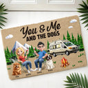 Camping,Campsite,Gift For Couples,Dog Couple,Pet Couple,Couple's Hobby,Happy - Camping You & Me And The Dogs - Personalized Coconut Doormat