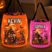 Top Market,Adorable,Halloween,Gift For Kids,Icon - Candy Bag For Kids Halloween Character Custom Name - Personalized Glowing Halloween Basket