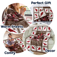 Gift For Yourself,Gift For Women,Gift For Men,Memorial,Sad - Cardinal Bird A Hug From Heaven - Personalized Fleece Blanket, Sherpa Blanket