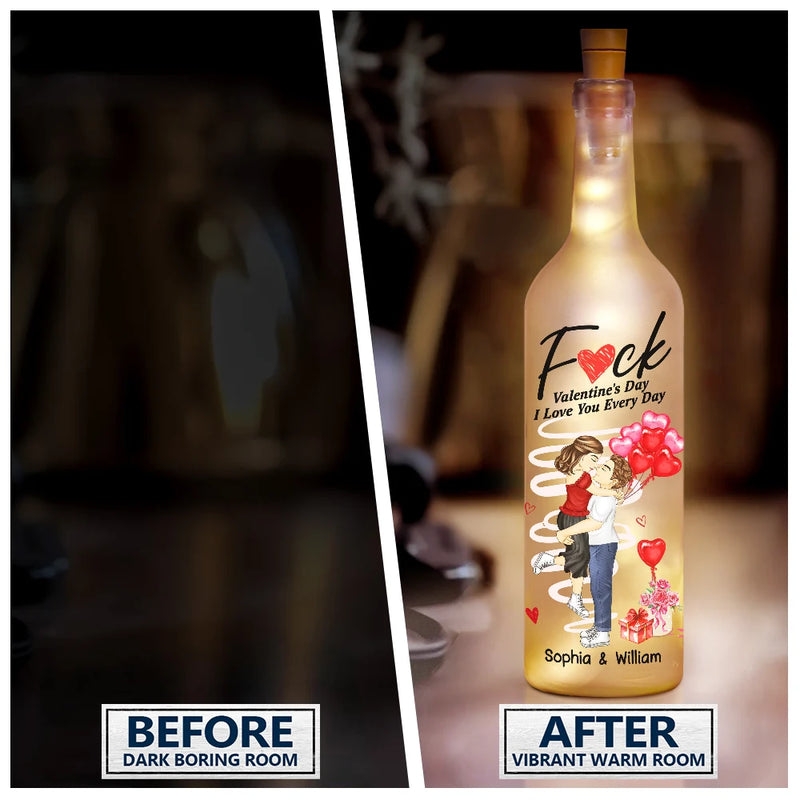 Gift For Couples,Old Couples,Gift For Husband,Gift For Wife,Gift For Boyfriend,Gift For Girlfriend,Love,Custom Photo - Carrying Couple I Love You Every Day - Personalized Bottle Light