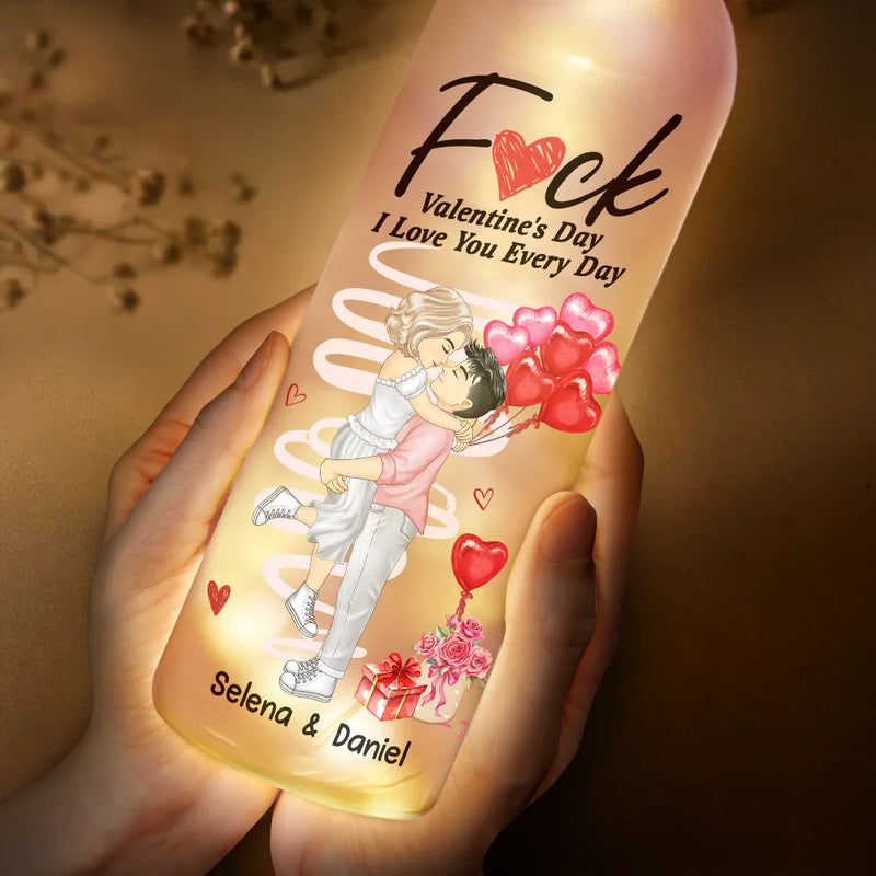 Gift For Couples,Old Couples,Gift For Husband,Gift For Wife,Gift For Boyfriend,Gift For Girlfriend,Love,Custom Photo - Carrying Couple I Love You Every Day - Personalized Bottle Light