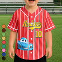 Back To School, Gift For Kids, Playful, Icon - Cartoon Dinosaur Vehicles For Kids - Personalized Baseball Jersey Shirt