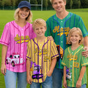 Cartoon Dinosaur Vehicles For Kids - Personalized Baseball Jersey Shirt