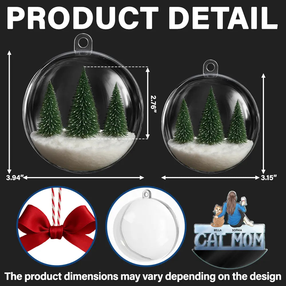 Christmas,Pet Lovers,Cat Lovers,Cat Mom,Cat Dad - Cat Mom Cat Dad - Personalized 3D Acrylic Ball Ornament