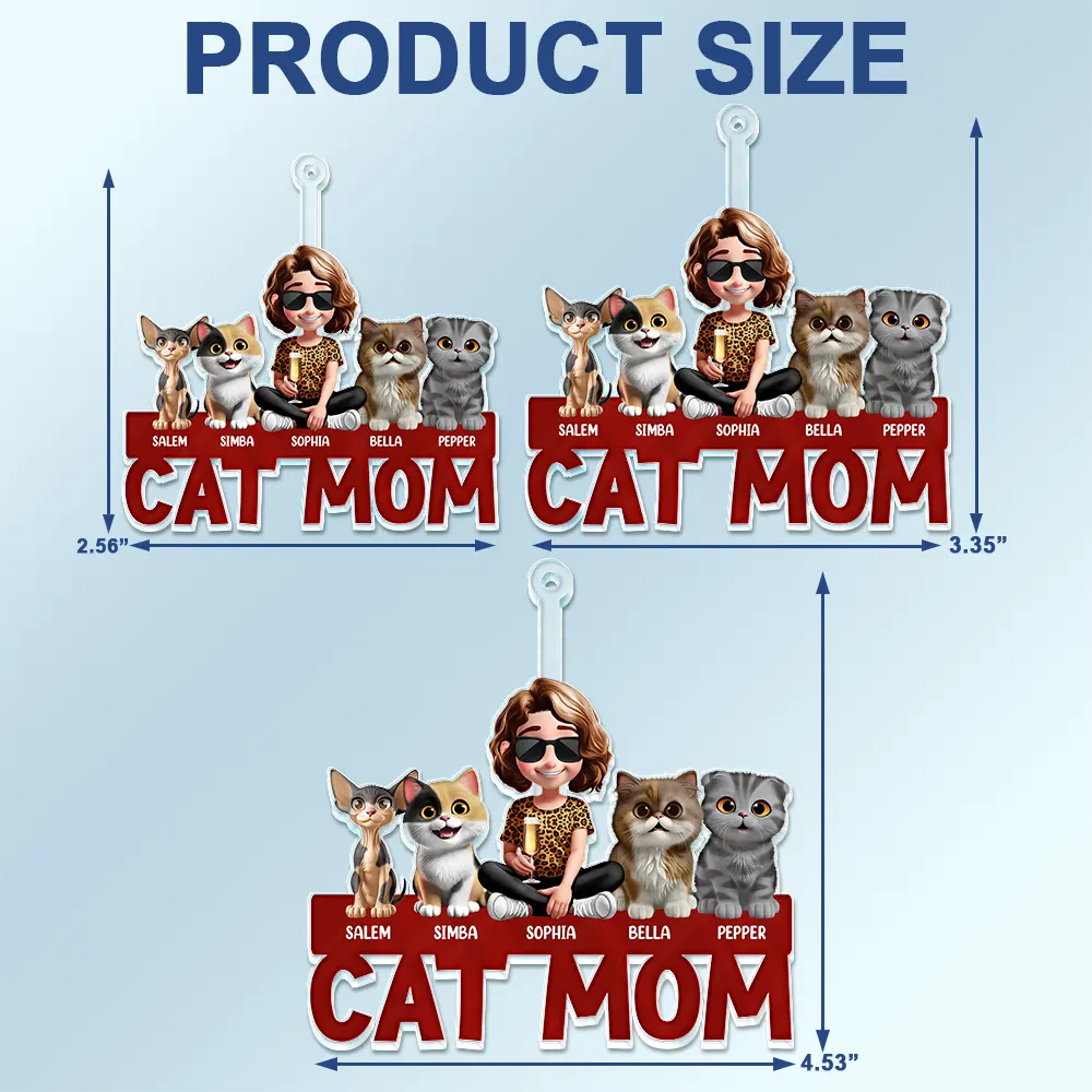 Cat Lovers,Pet Lovers,Cat Dad,Cat Mom - Cat Mom Cat Dad - Personalized Acrylic Car Hanger
