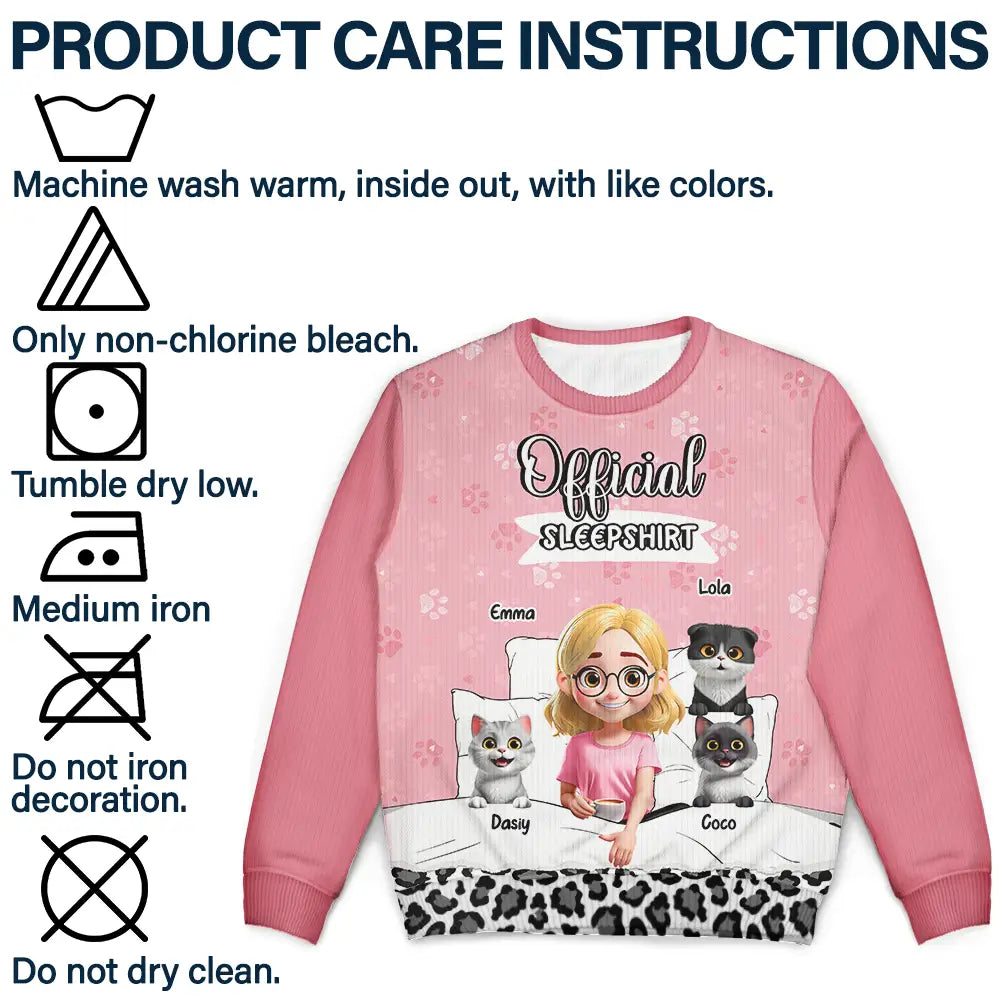 Pet Lovers,Pet Mom,Pet Dad,Cat Lovers,Cat Mom,Cat Dad,Happy,Christmas - Cat Mom Cat Dad Official Sleep Shirt - Personalized Unisex Ugly Sweater