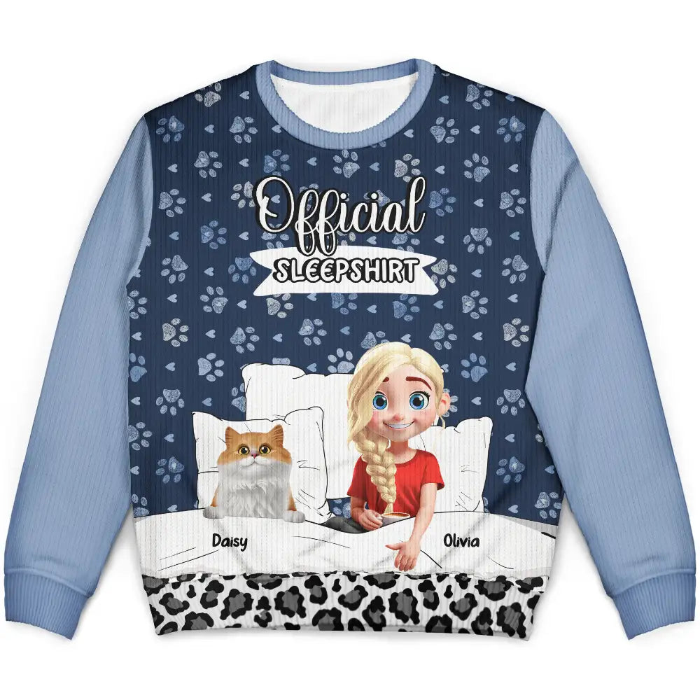 Pet Lovers,Pet Mom,Pet Dad,Cat Lovers,Cat Mom,Cat Dad,Happy,Christmas - Cat Mom Cat Dad Official Sleep Shirt - Personalized Unisex Ugly Sweater