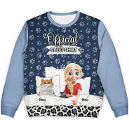 Pet Lovers,Pet Mom,Pet Dad,Cat Lovers,Cat Mom,Cat Dad,Happy,Christmas - Cat Mom Cat Dad Official Sleep Shirt - Personalized Unisex Ugly Sweater