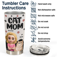 Pet Lovers, Pet Mom, Cat Lovers, Cat Mom, Happy - Cat Mom Cat Mum 3D Effect - Personalized Tumbler