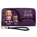 Cat Mom, Cat Lovers, Happy - Cat Mom Mum 3D Effect - Personalized Leather Long Wallet