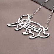 Cat Lovers,Cat Mom,Pet Lovers,Pet Mom,Love - Cat Shaped Line Art With Custom Name - Personalized Letter Necklace