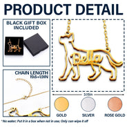 Cat Lovers,Cat Mom,Pet Lovers,Pet Mom,Love - Cat Shaped Line Art With Custom Name - Personalized Letter Necklace