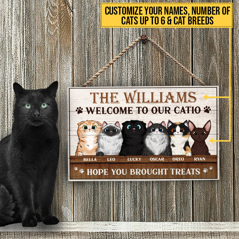 Cat Welcome To Catio Custom Wood Rectangle Sign