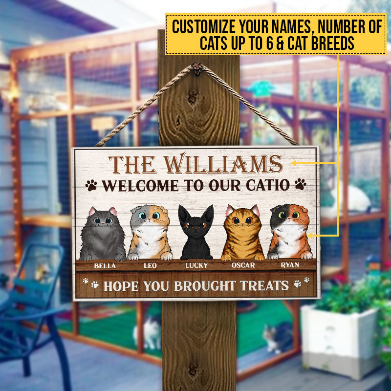 Cat Welcome To Catio Custom Wood Rectangle Sign