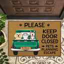 Cat Lovers, Pet Lovers, Dog Lovers, Funny, Independence Day - Cats Planning Escape Truck - Personalized Doormat