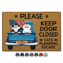 Cat Lovers, Pet Lovers, Dog Lovers, Funny, Independence Day - Cats Planning Escape Truck - Personalized Doormat