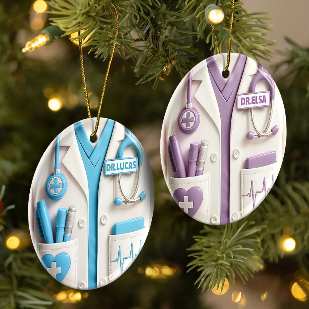 Gift For Yourself,Gift For Women,Gift For Men,Nurse,Happy,Christmas - Celebrate A Special Medical Professional - Personalized Circle Ceramic Ornament