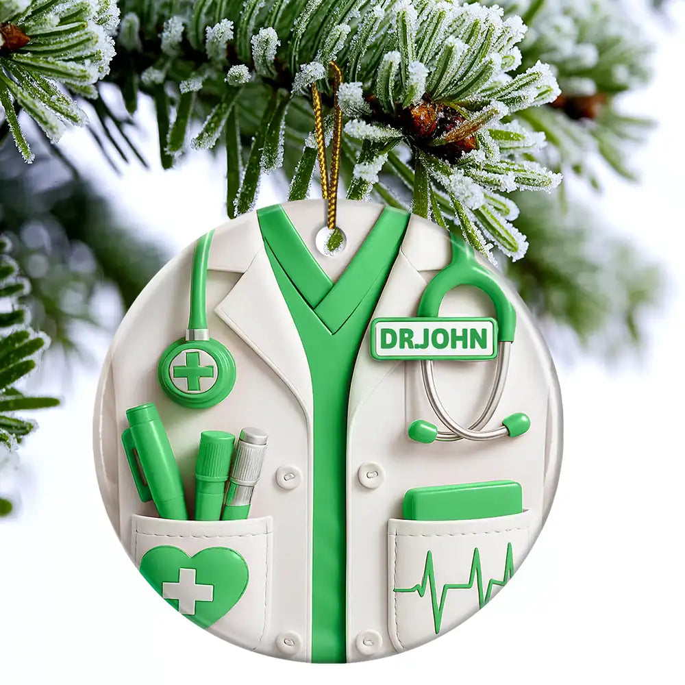 Gift For Yourself,Gift For Women,Gift For Men,Nurse,Happy,Christmas - Celebrate A Special Medical Professional - Personalized Circle Ceramic Ornament