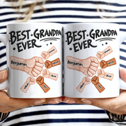Gift For Father,Top Market,Gift For Grandpa,Afro Dad,Non-Eng,Icon,Confident - Ceramic Hand Punch Best Dad Ever - Personalized Mug