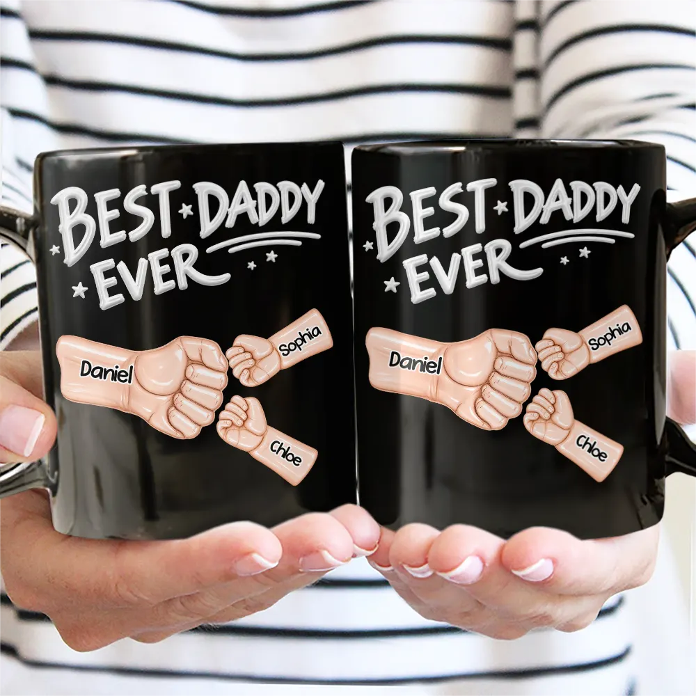 Gift For Father,Top Market,Gift For Grandpa,Afro Dad,Non-Eng,Icon,Confident - Ceramic Hand Punch Best Dad Ever - Personalized Mug