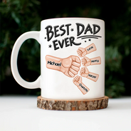 Gift For Father,Top Market,Gift For Grandpa,Afro Dad,Non-Eng,Icon,Confident - Ceramic Hand Punch Best Dad Ever - Personalized Mug