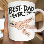 Gift For Father,Top Market,Gift For Grandpa,Afro Dad,Non-Eng,Icon,Confident - Ceramic Hand Punch Best Dad Ever - Personalized Mug