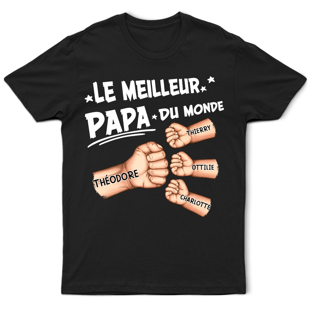 Check Du Poing Le Meilleur Papa Du Monde - T Shirt Personnalisé
