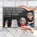 Family,Parents,Happy - Check Ya Energy Before Come In This House - Personalized Custom Shaped Wood Sign