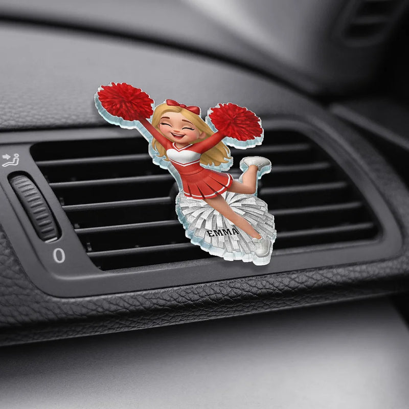 Gift For Yourself,Happy - Cheerleader Happy On The Road - Personalized Acrylic Car Vent Clip